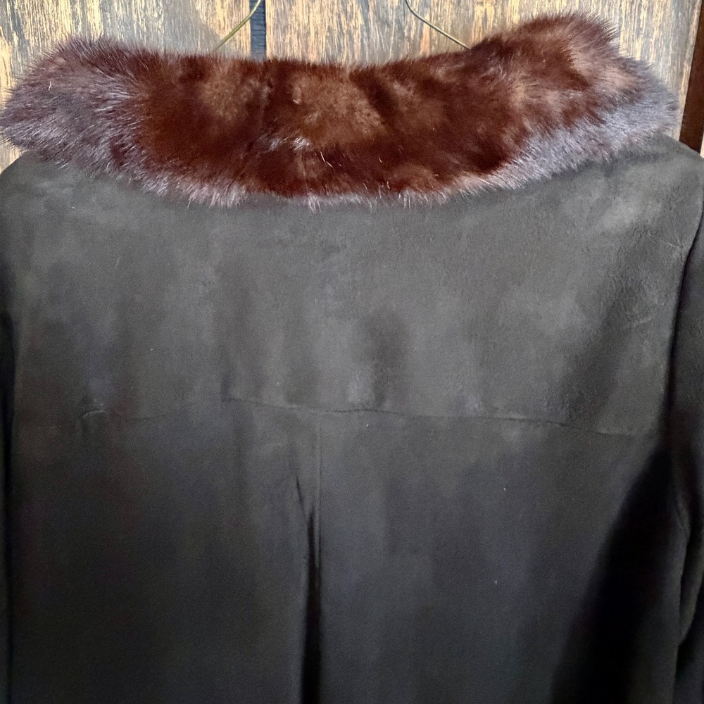 Vintage 1960's suede coat with mink collar Size 14 - Picture 7 of 8